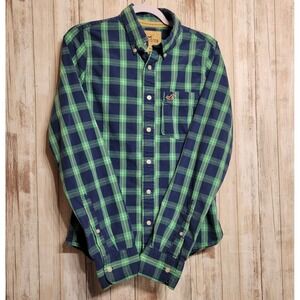 HOLLISTER SHIRT LONG SLEEVE COTTON SIZE M Blue/Green Plaid‎
